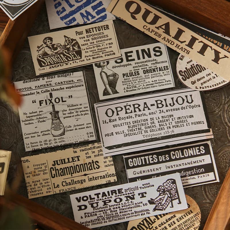 100 قطعة ملصقات زخرفية عتيقة، ألبوم يوميات، سكرابوكينغ، مادة مجمعة يدوية، لوازم مجلات غير مرغوب فيها - 2