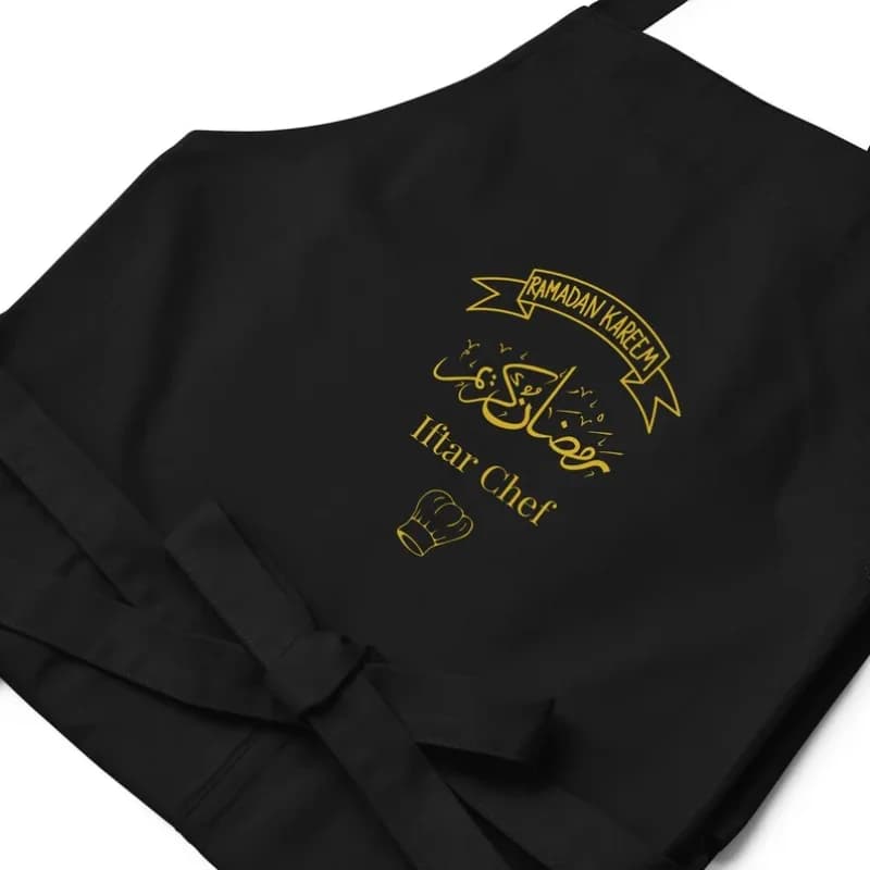 Black Ramadan Iftar Chef Islamic Apron Long Straps and Adjustable Neck Straps Eid Ramadan Gift Home Kitchen Decoration Islamic - 4
