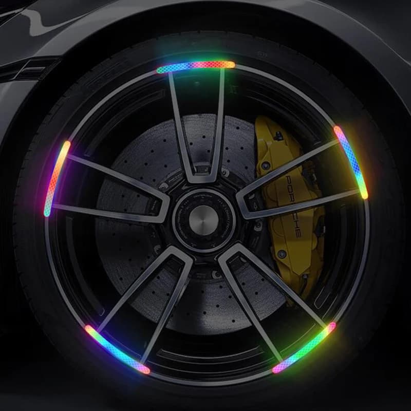 Anti-Collision Reflective Warning Stickers For Car Motorcycle, Bicycle Wheels, Seven-Color Laser Car Decoration Accessories - 2