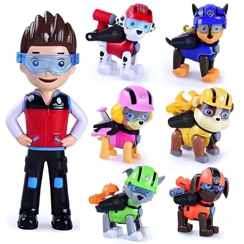 مجموعة Paw Patrol 7 قطع، مهمة الإنقاذ النهائية، الإصدار الأسود، تحتوي على شخصيات Skye وMarshall وRocky وChase في علبة