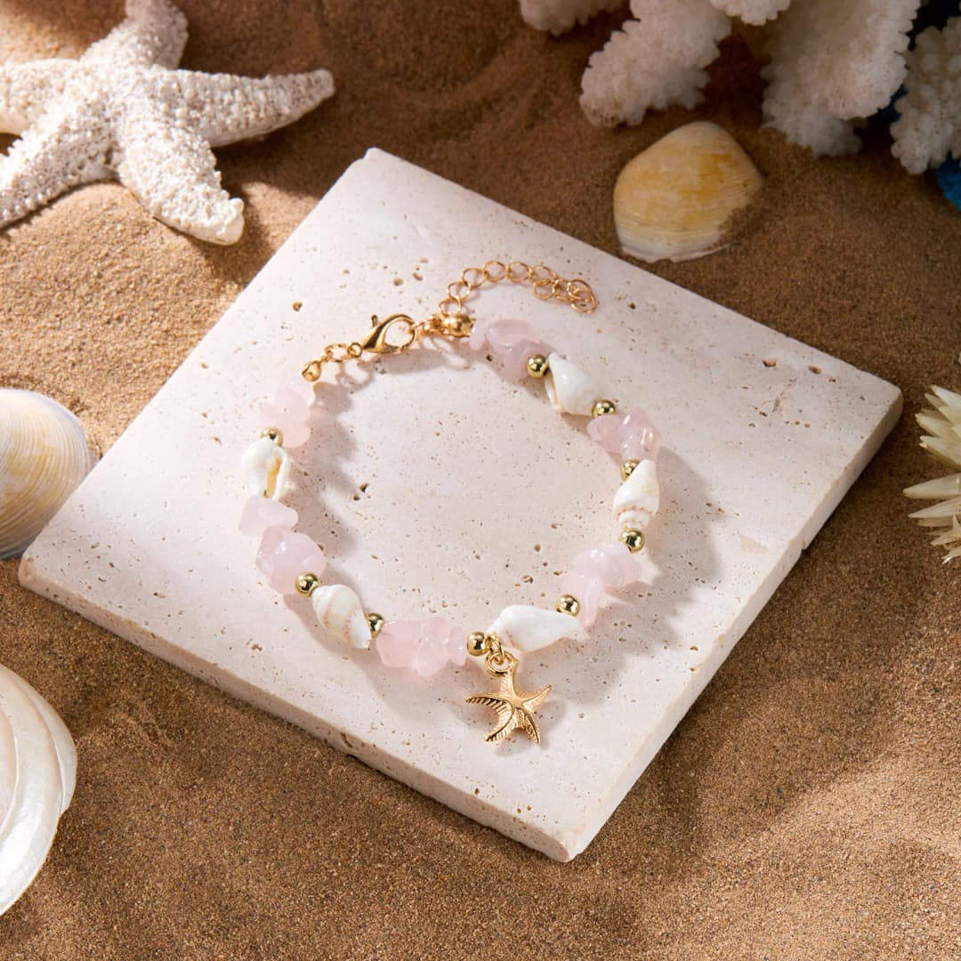 Bohemian Starfish Pendant Bracelet for Women Handmade Crushed Stone Beaded Bracelet Summer Beach Jewelry Travel Accessory Gift - 4