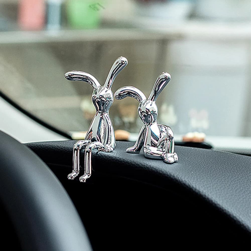 Cartoon Animal Rabbit Car Interior Center Console Decoration Personality Dining Table Desk Creative Props Accessories - 3