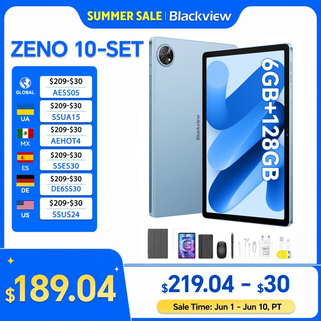 Blackview ZENO 10 5G AI android 15 Tablet,T8200 Ocat Core,11" FHD+ 90Hz Display, Smart tablets Pad PC With Bluetooth планшет