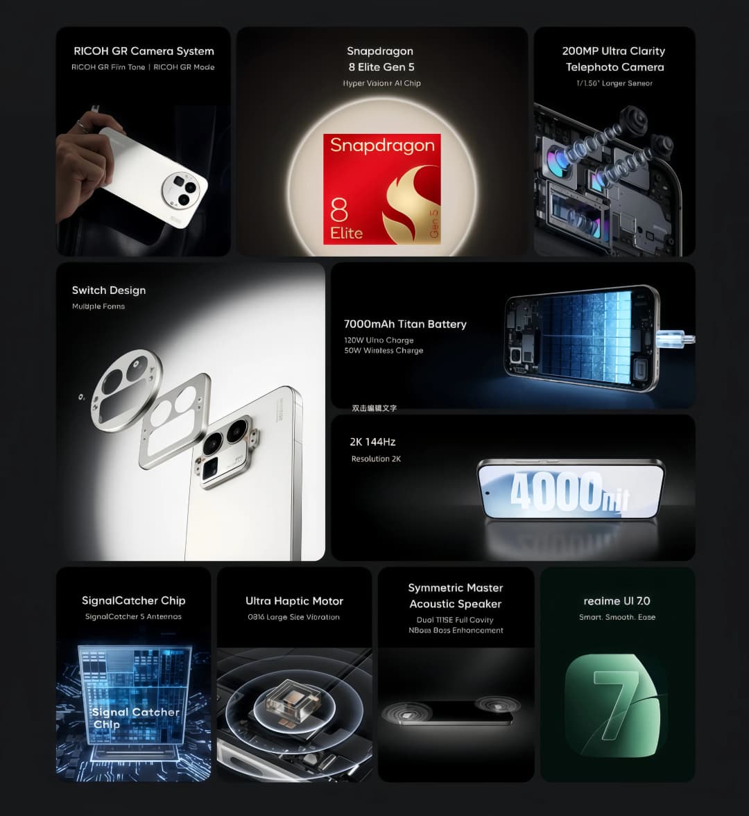 Original Realme GT 8 Pro Mobile Phone Snapdragon 8 Elite Gen 5 OTA 6.79" AMOLED 200.0MP 7000mAh 120W Charge IP69 Smartphone - 2