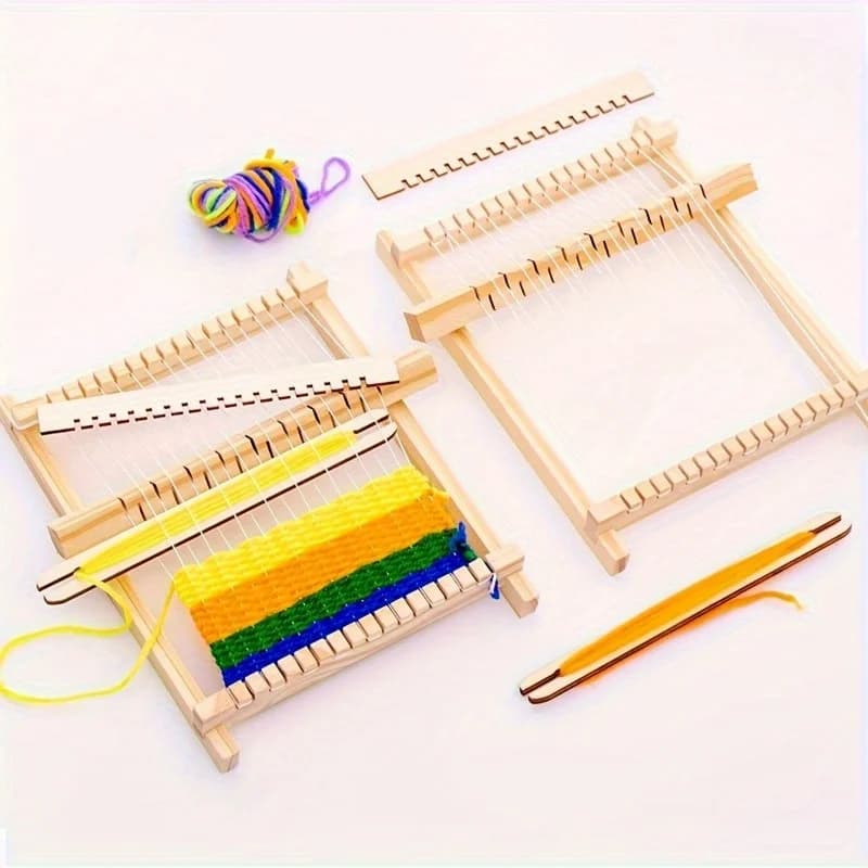 1 Set Wooden Weaving Loom Kit DIY Hand-Knitted Tapestry Board with Small Crafts Set for Fashion Designers and Crafty Beginners