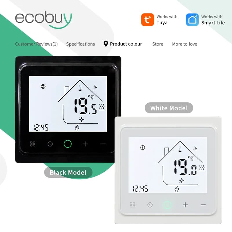 مويس ترموستات ذكي تيا زيغبي/واي فاي للتحكم في درجة الحرارة لتدفئة الأرضيات المائية/الكهربائية وغلاية الغاز يعمل مع أليكسا وجوجل هوم - 2