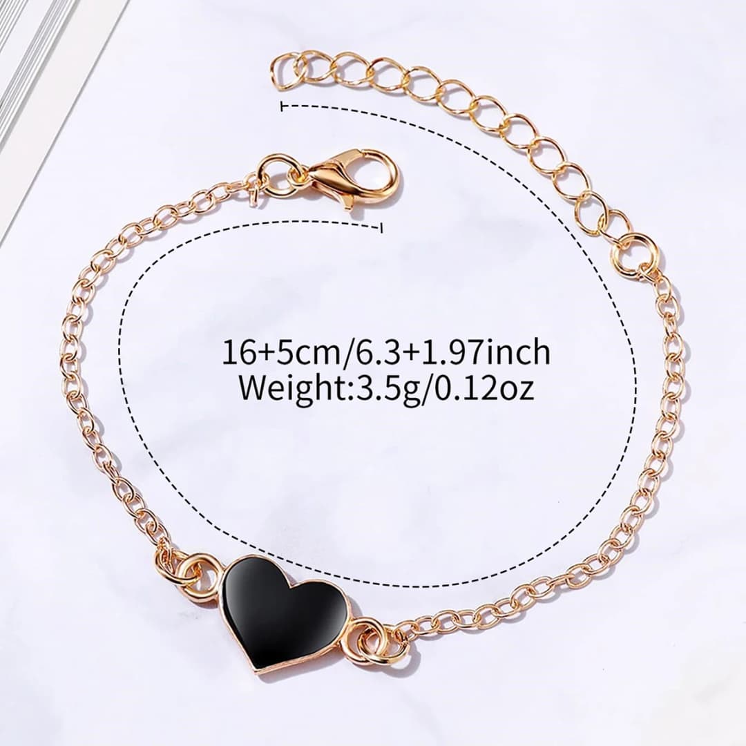2PCS/Set Fashion Square Women Watch Leather Band Quartz Watches Heart Bracelet Set - 6