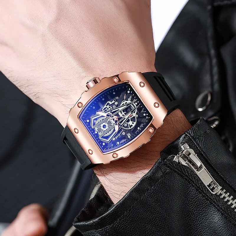 1/2PCS Luxury Large Dial Men Quartz Watch Casual Silicone Band Men's Sports Watches Reloj Hombre（Without Box） - 4