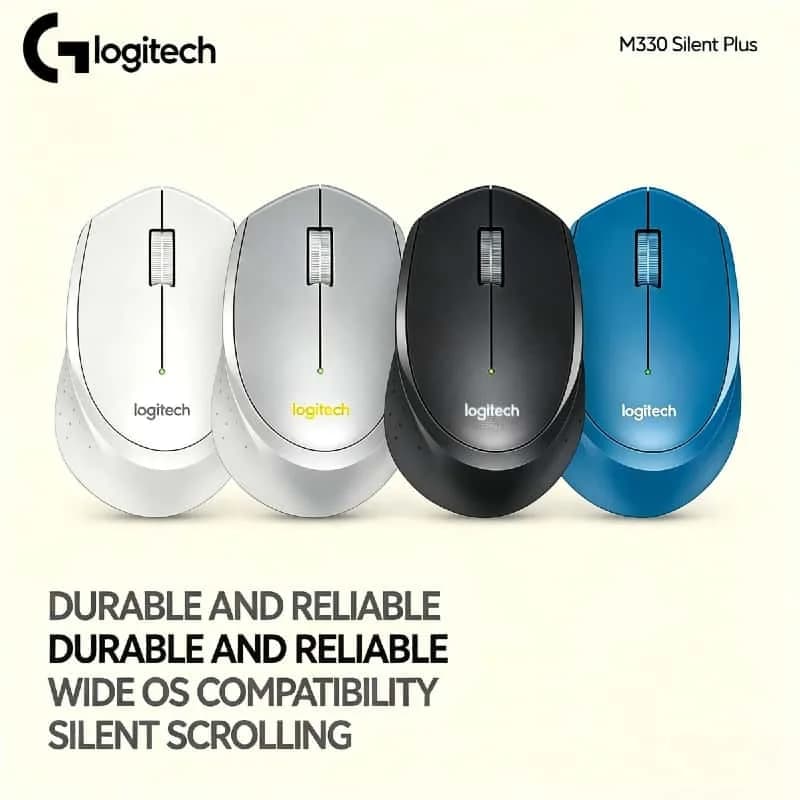 Logitech M330 Professional Office Mouse Wireless Compact Design Quiet Clicks Portable Comfortable Grip for Office Work PC