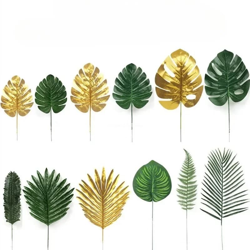 Artificial Tropical Palm Leaves Safari Jungle Decorations Hawaiian Luau Party Leaf Home Table Decor Wedding Birthday Supplies - 2