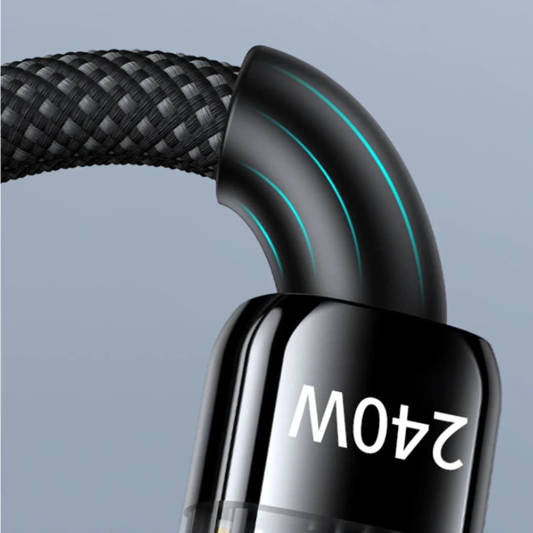 240 واط QC 3.0 USB إلى نوع C كابل شحن سريع للغاية لكابل الشاحن متعدد المنافذ سلك شحن USB متعدد لجهاز الشحن - 4