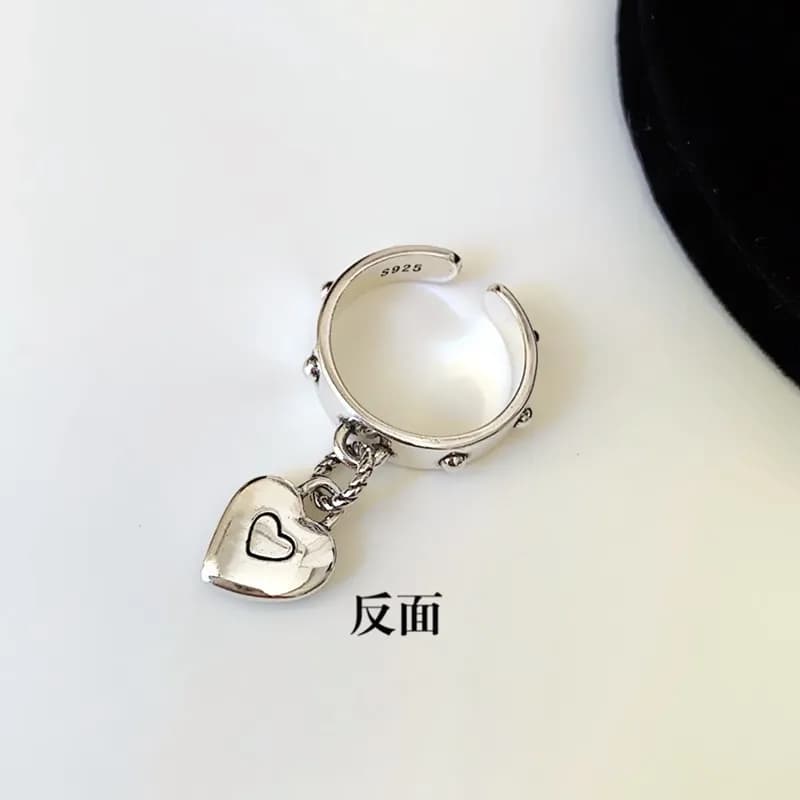 925 Sterling Silver Heart Pendant ​Adjustable Rings For Women Wedding Luxury Jewelry Wholesale  and - 3