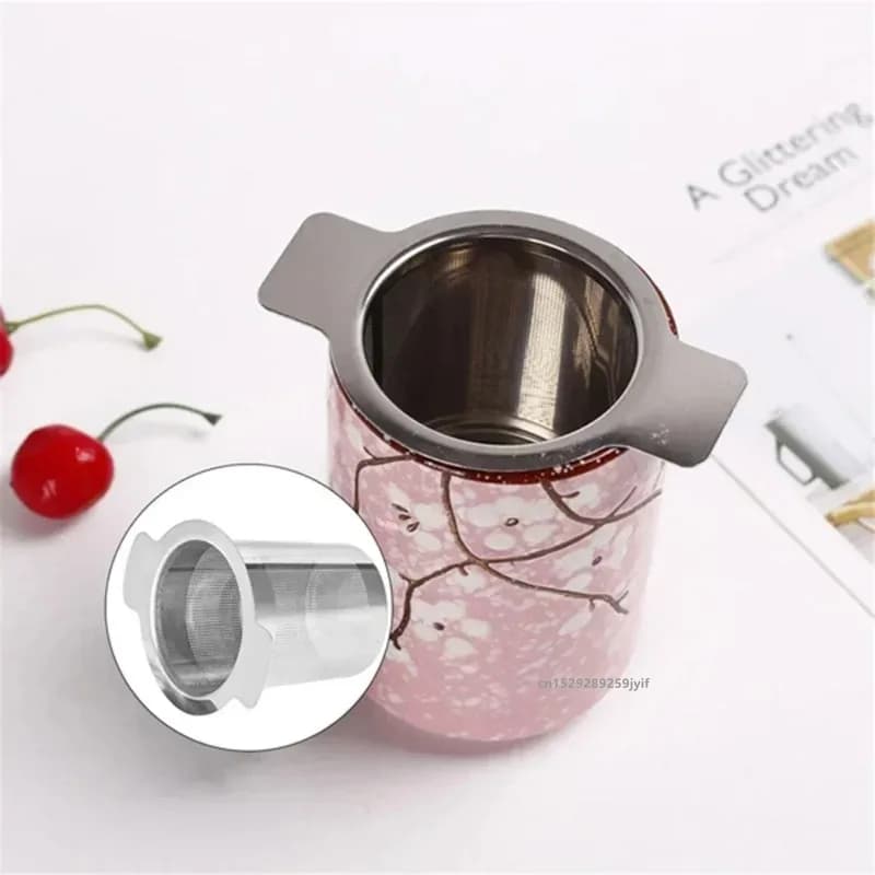 Loose Leaf Tea Infuser Stainless Steel Double Handle With Lid Fine Mesh Coffee Filter Hanging Cup Leak Proof Strainer‌ - 3