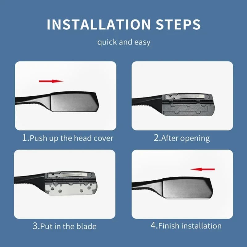 شفرات حلاقة مستقيمة احترافية للحلاقين، أدوات قص الشعر وإزالة الشعر من سبائك الزنك، حامل سكين حلاقة اللحية للرجال - 5