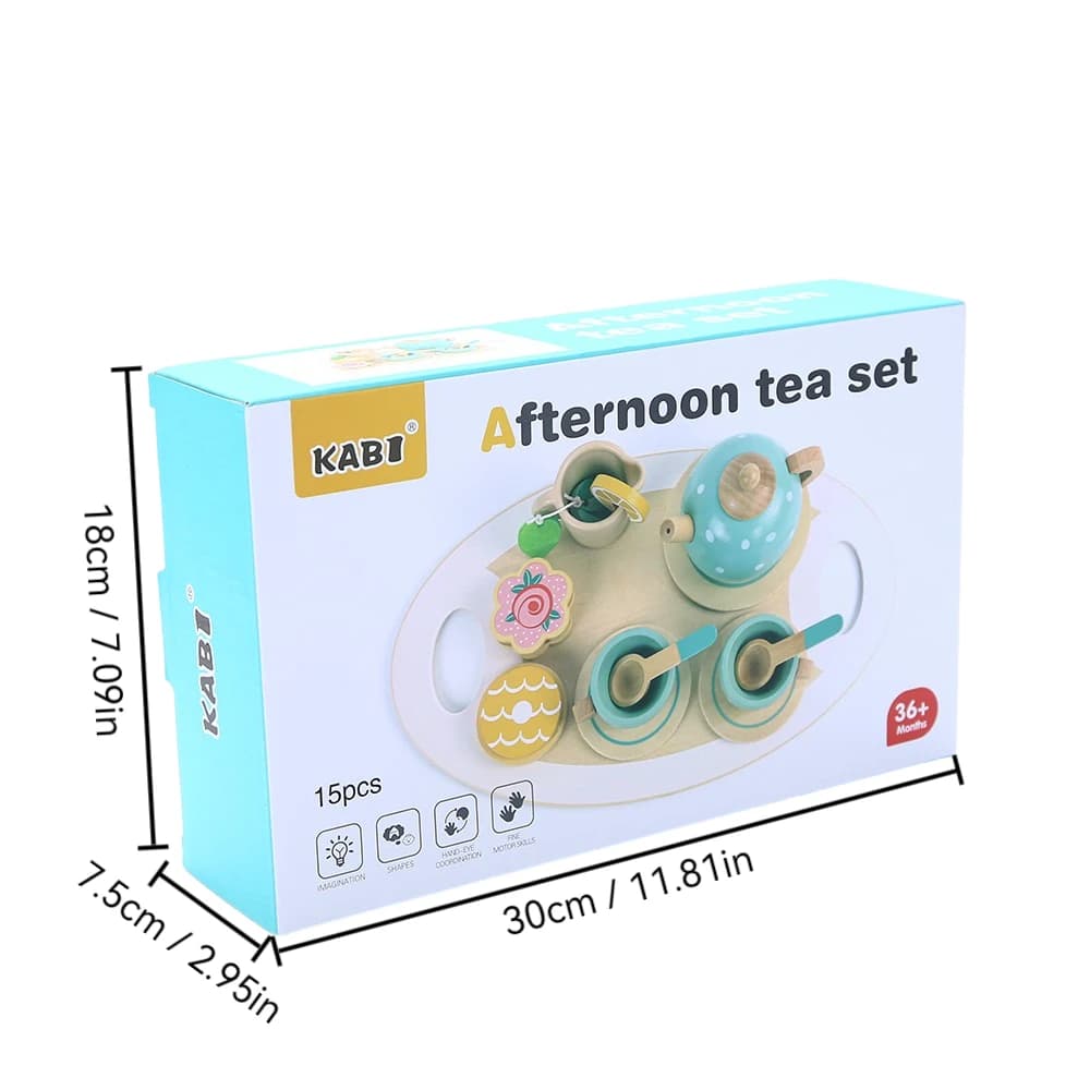 Wooden Children Simulation Afternoon Tea Set Toy Pretend Play Food Learning Role Play Game Early Educational Toys for Toddlers G - 5