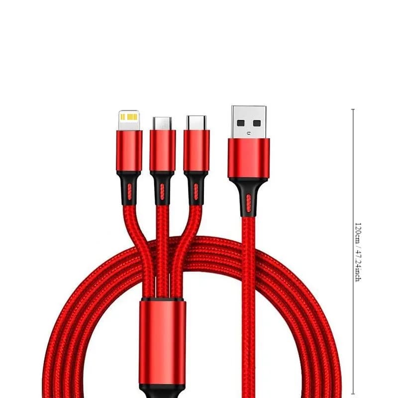3In1 كابل شحن سريع الحبل آيفون Xiaomi مايكرو USB نوع C كابل الشاحن متعدد المنافذ متعددة USB شحن سلك خط 1.2 متر - 5