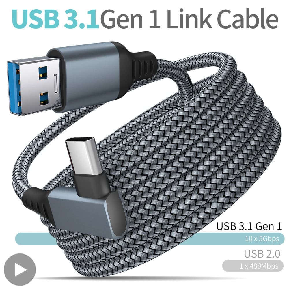 كابل 3/6/5 متر USB A إلى نوع C لأوكولوس كويست 2، ملحق واقع افتراضي VR، نظارات ذكية ثلاثية الأبعاد، سماعة خوذة