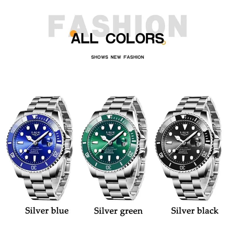 LIGE Top Brand Luxury Fashion Diver Watch Men 30ATM Waterproof Date Clock Sport Watches Mens Quartz Wristwatch Relogio Masculino - 6