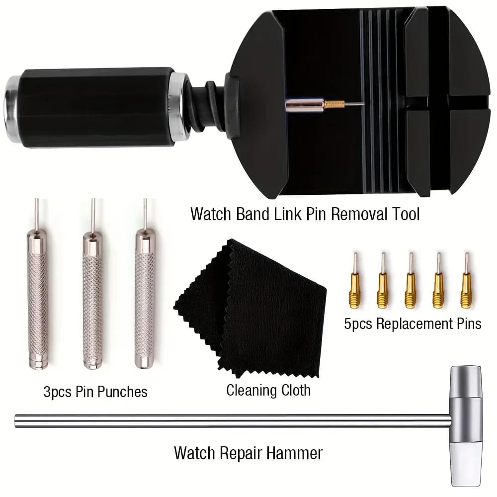 11pcs Watch Link Removal Tool Kit, Watch Band Tool Strap Chain Pin Remover Repair Tool Kit For Watch Band Strap Adjustment, Watc - 2