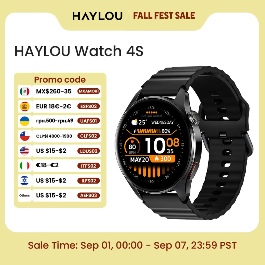 ساعة HAYLOU Watch 4S الذكية بنظام تحديد المواقع GPS شاشة 1.43 بوصة HD AMOLED تحديد المواقع عبر 5 أقمار صناعية أكثر من 120 وضع تمرين ساعة رياضية للياقة البدنية