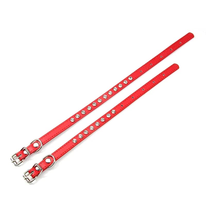 الفاخرة حجر الراين المسامير القط طوق جلدية صغيرة الكلب الياقات جرو الرقبة حزام ل هريرة اكسسوارات بالجملة/دروبشيبينغ - 3