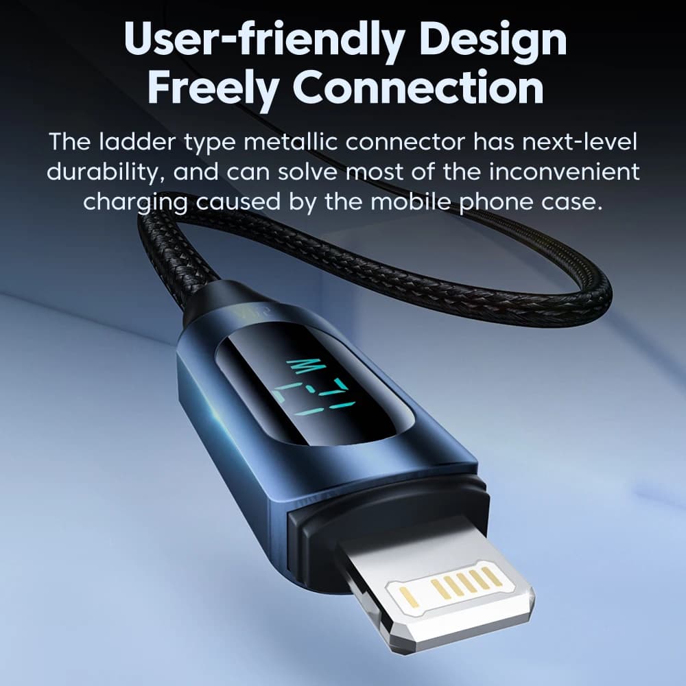 Toocki USB iPhone كابل بيانات LED عرض متعدد الألوان 2.4A شحن سريع شاحن iP كابل آيفون 14 13 12 Pro Max X XS iPad - 4