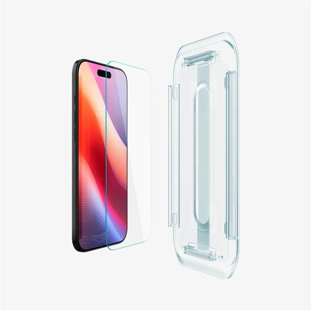 حامي شاشة Spigen Glas.tR EZ Fit من الزجاج المقسى عالي الدقة مع حماية المستشعر، 2 قطعة، متوافق مع iPhone 17 Pro Max و16 و15 و14 Plus - 5