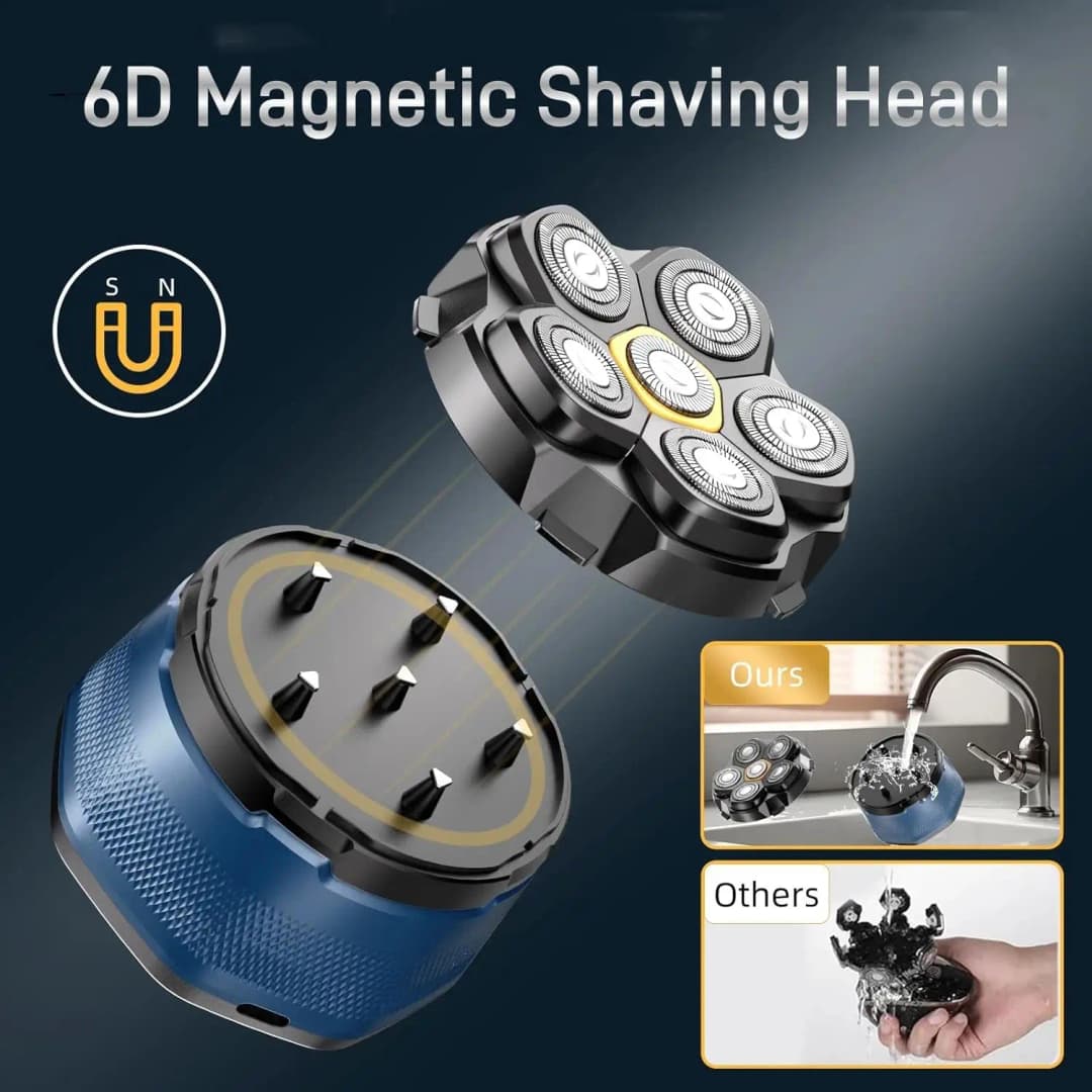 Replaceable Blade for FK-8750 Head Shaver 6D Magnetic Razor Head Waterproof Stainless Steel Razor Blade for Head Shavers - 3