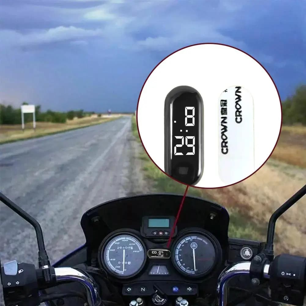 ساعة رقمية للسيارة مع ملصقات شخصية، شاشة LCD، إضاءة خلفية، ملحقات G2M2 - 3