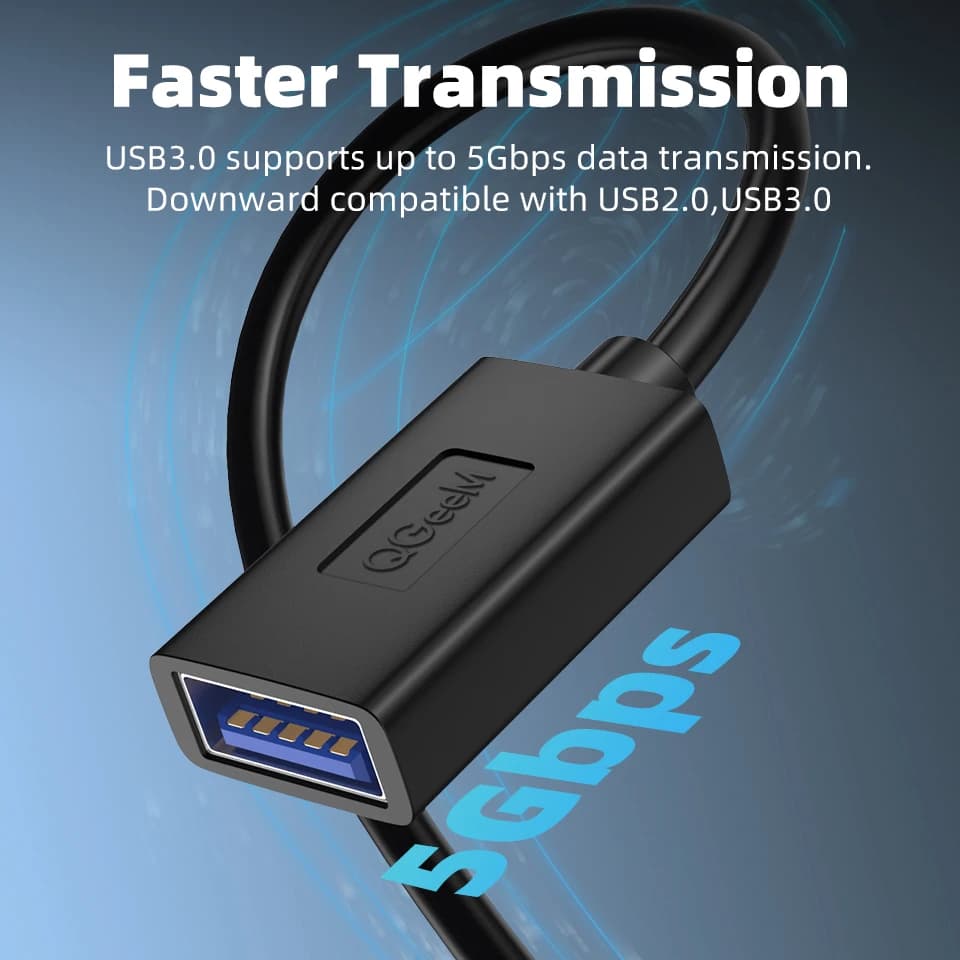 QGeeM USB تمديد وصلة كابل سوبر سرعة USB 3.0 كابل ذكر إلى أنثى 1 متر 2 متر 3 متر مزامنة البيانات USB 2.0 موسع الحبل تمديد USB - 2