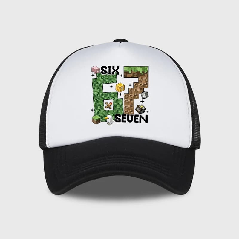 Gamer Pixel 67 Six Seven Sponge Mesh Cap - Breathable Mesh Adjustable Baseball Cap - Gift for Gaming Fans - Sun Protection Cap - 3