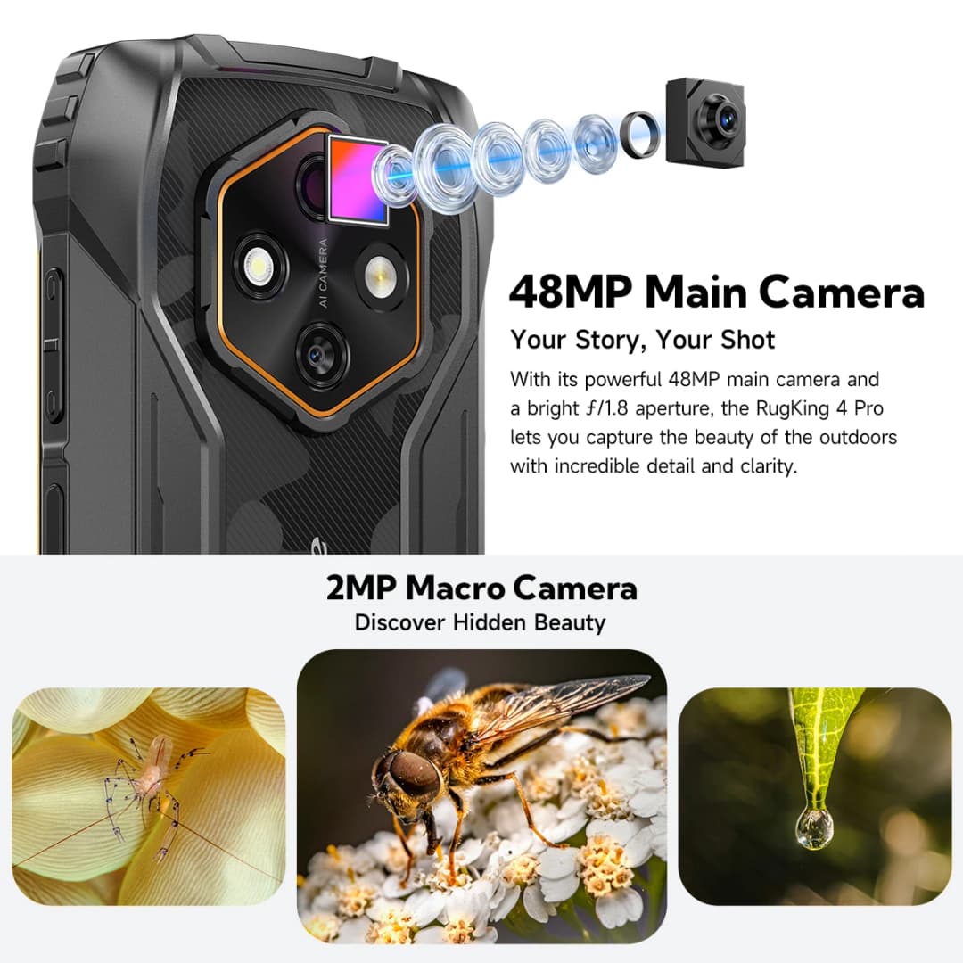 هاتف Ulefone RugKing 4 Pro متين بنظام Android 15 حتى 16 جيجابايت + 256 جيجابايت هاتف ذكي مقاوم للماء 10200 مللي أمبير في الساعة كاميرا 48 ميجابكسل NFC عالمي 6.56 بوصة 120 هرتز - 5