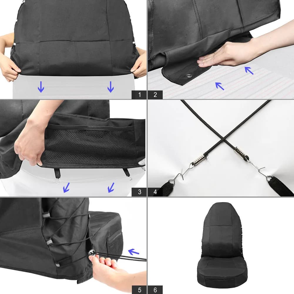 Universal Car Front Seat Cover Waterproof Polyester Seat Protectors Nonslip Backing Dust-proof Covers with Organizer For Cars Bu - 5