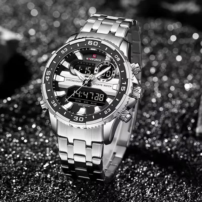 Men's Watches NAVIFORCE Original Trend Brand LCD Display Analog Digital Quartz Man Clock 30m Waterproof Luminous Male Wristwatch - 4