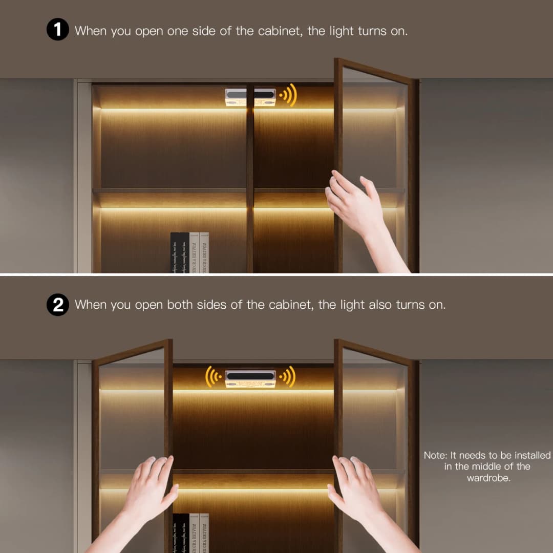 Smart Door Proximity Sensor Control LED Under Cabinet Lights 12V COB LED Strip Showcase Wardrobe Lamp Backlight For Room Kitchen - 6