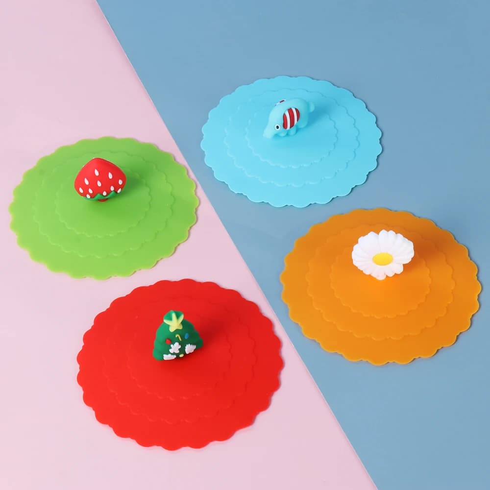 New 10cm Cartoon Cute Silicone Cup Cover Heat-resistant Leak Proof Sealed Lids Cap Dustproof Cup Cover Tea Coffee Lids - 4
