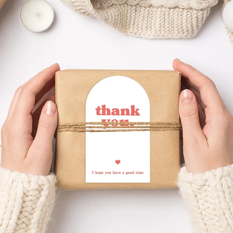 50 قطعة ملصقات ختم 'شكراً لك' لعلامات الهدايا وتزيين الهدايا للأعمال الصغيرة مع أمنيات بقضاء وقت ممتع - 4