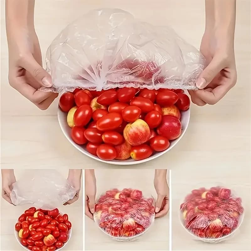 100pcs Disposable Food Cover Saran Wrap Bowel Cover Food Grade Fresh-keeping Plastic Bag Kitchen Storage Accessories - 6