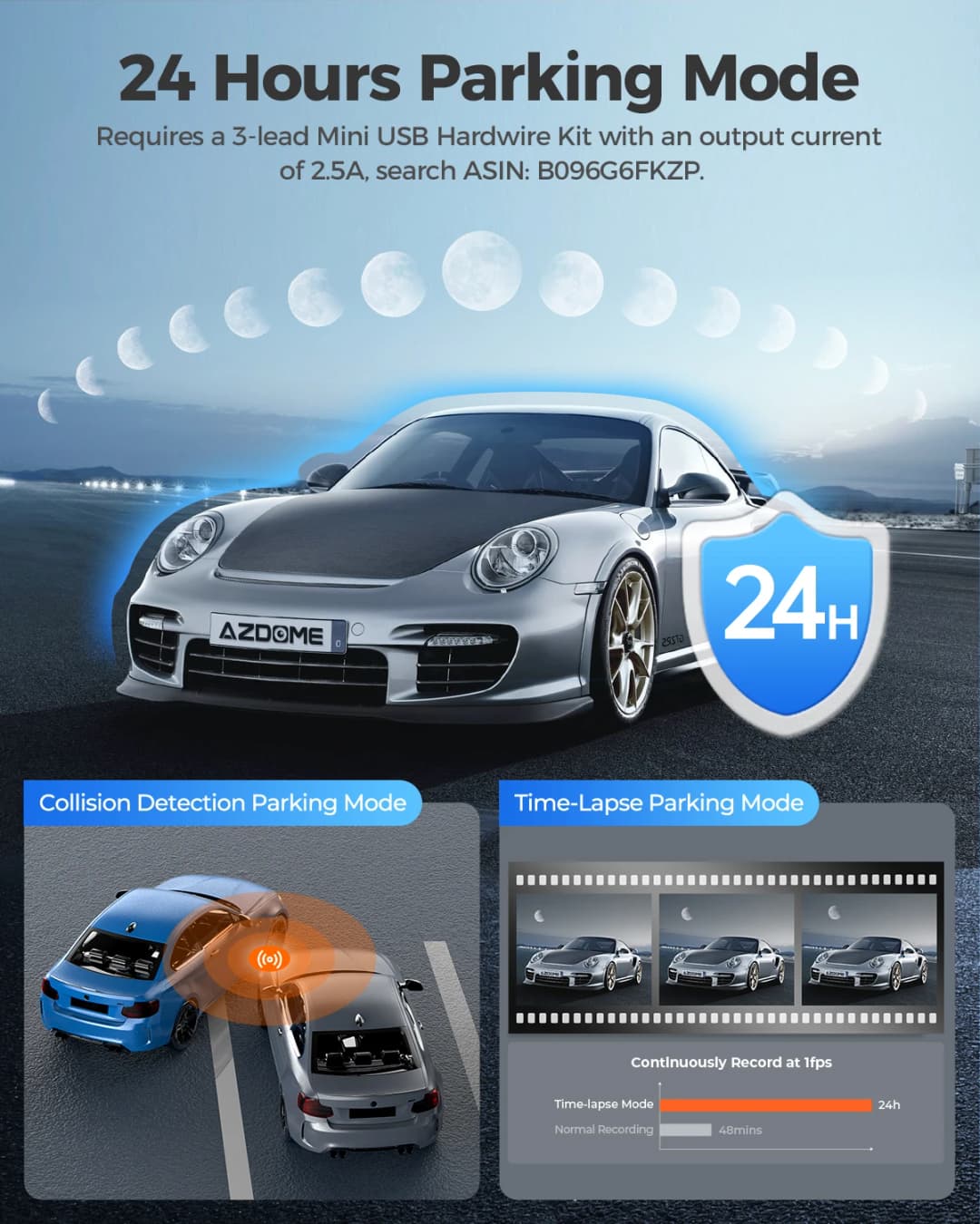 AZDOME M200 Dash Cam English Voice Control 2K Car DVR WiFi Camera for Vehicle Night Vision G-Sensor 24H Parking Monitor - 6