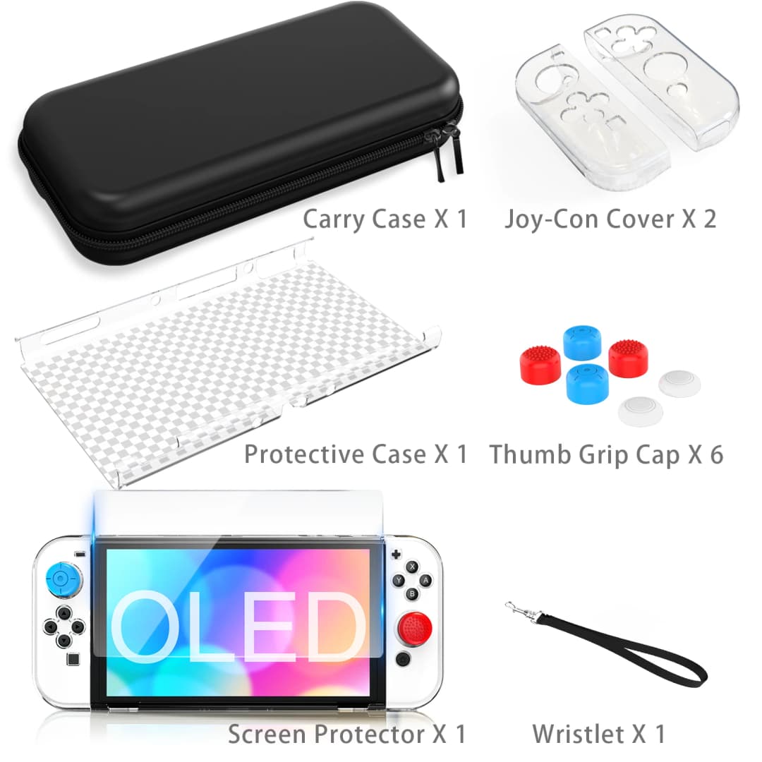 لـ Switch OLED Model Carrying Case 9 in 1 مجموعة ملحقات لـ 2022 نينتندو سويتش OLED موديل مع حافظة واقية - 5