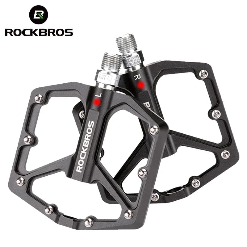 دواسات دراجات جبلية فائقة الخفة من ROCKBROS، محامل مختومة DU، دواسات من سبائك الألمنيوم وCRMO، غير قابلة للانزلاق، قطع غيار دراجات