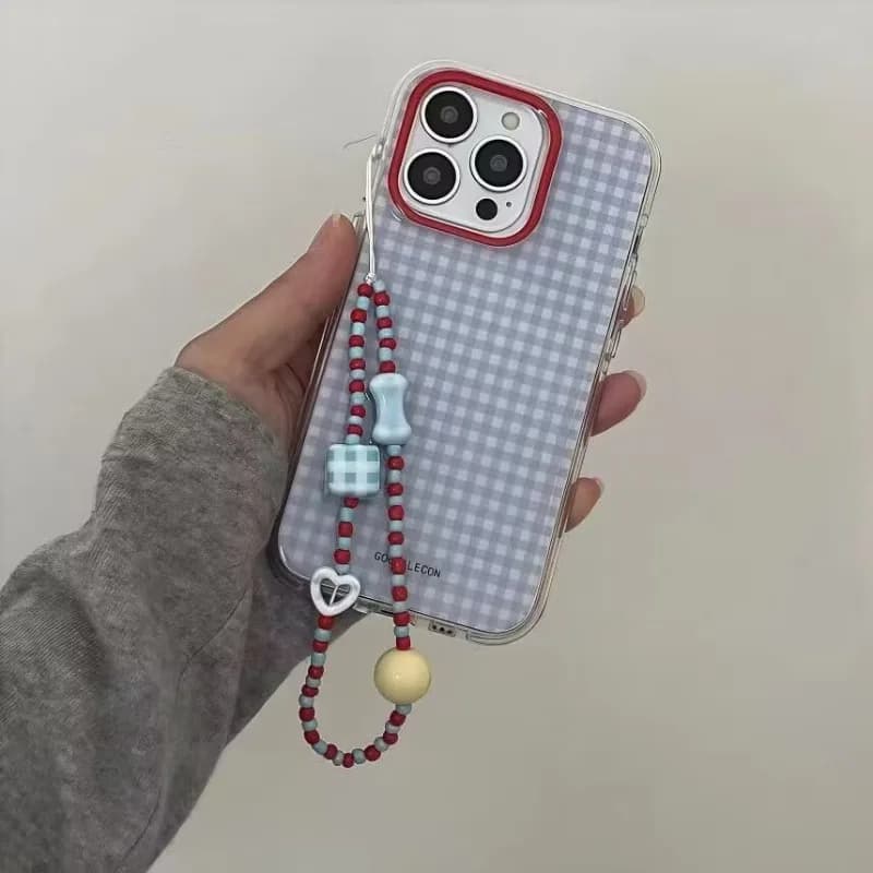 غطاء هاتف بنمط شبكة مربعات زرقاء عصرية لهواتف آيفون 17 برو 16 15 14 13 12 11 برو ماكس 16e X XR XS ماكس 7 8 بلس غطاء ناعم - 4