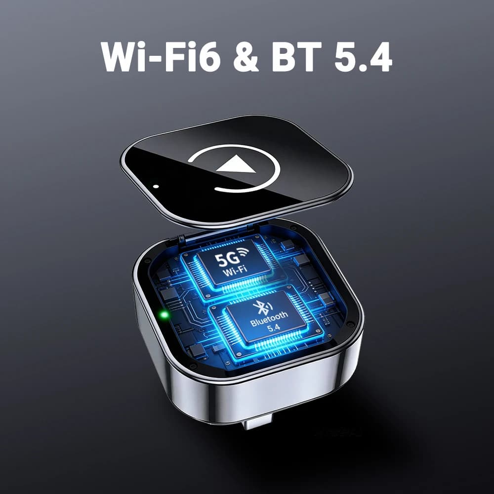 محول جديد صغير 2 في 1 لاسلكي CarPlay وAndroid Auto 5GHz واي فاي، Type-C/USB تشغيل فوري صندوق ذكي لإكسسوارات السيارة - 5
