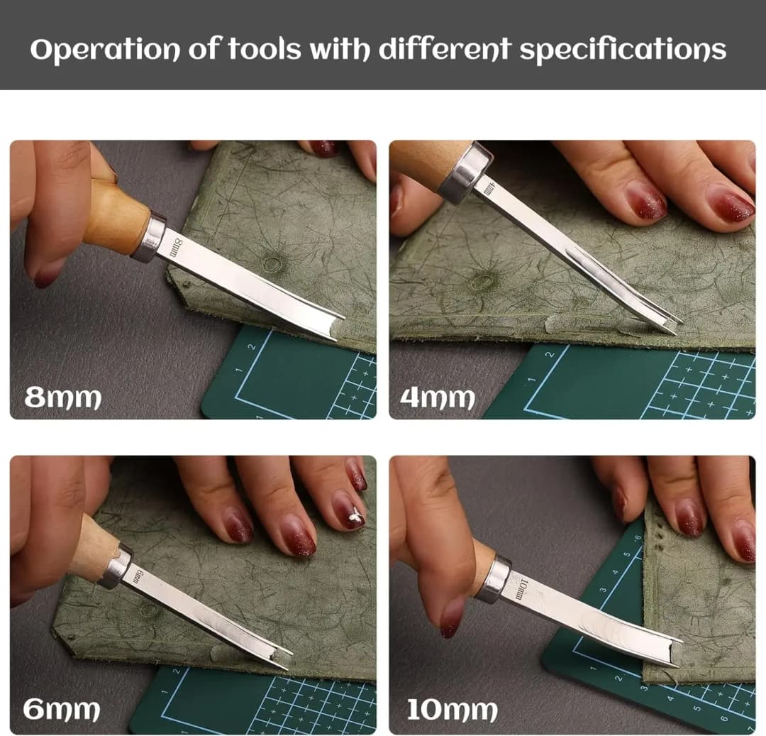 مجموعة أدوات تشذيب حواف الجلد 4 قطع مع أداة تشذيب حواف الجلد للحرف اليدوية - 6
