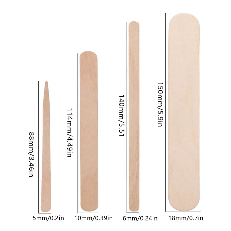 100PCS Disposable Wooden Hair Removal Wax Stick Woman Body Depilation Spatula Applicators Wood Tongue Depressor Beauty Tools - 3