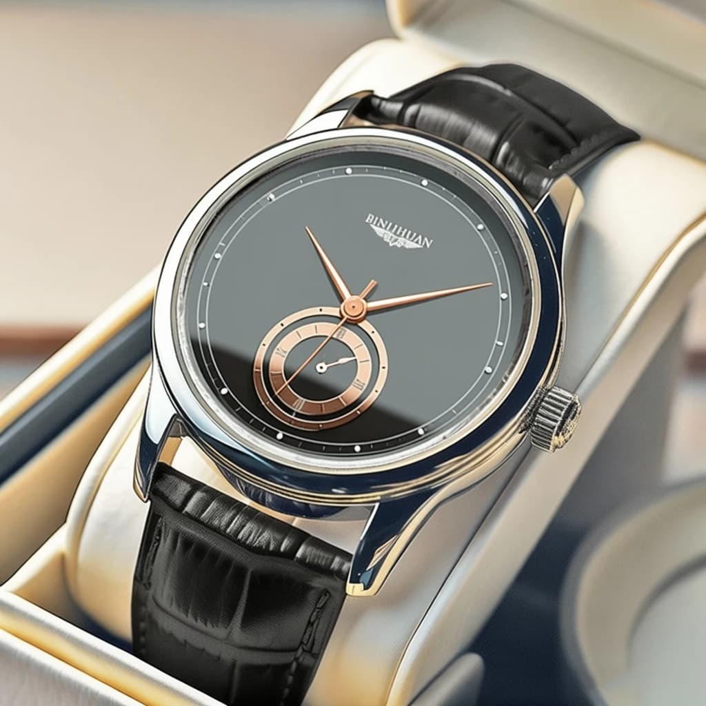 ساعات كوارتز تناظرية جلد أسود موضة رجالية هدية يومية لعيد الحب هدية تخرج للمدرسة - 2