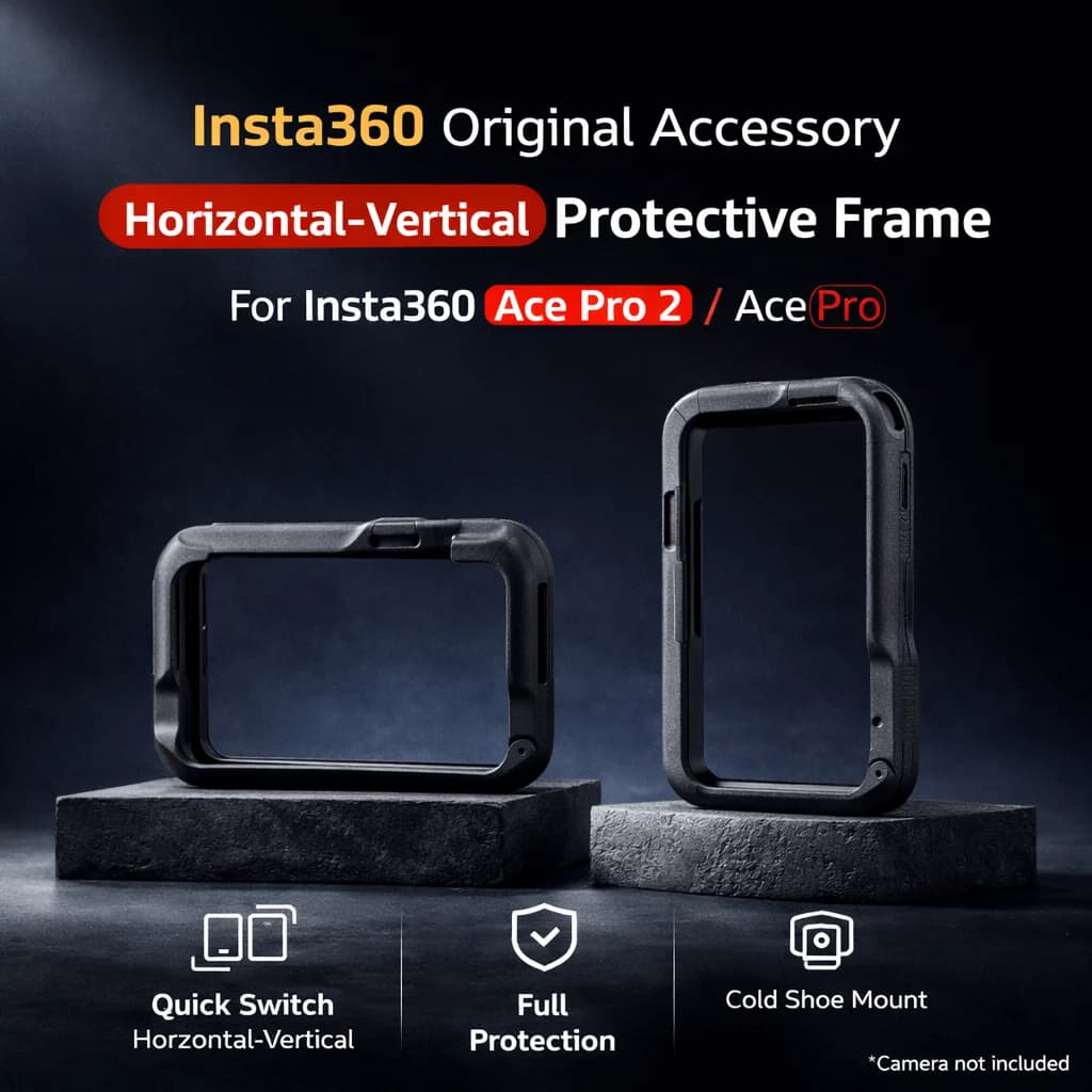 إطار حماية رأسي أفقي Insta360 Ace Pro 2 / Ace Pro مع إطلاق سريع، قفص تركيب الكاميرا الرسمي