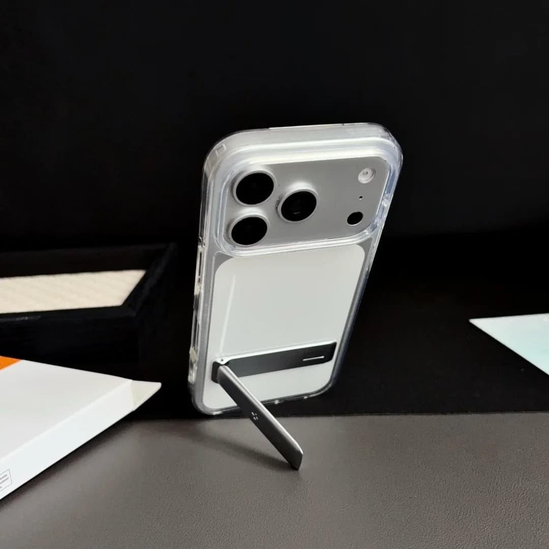 Luxury Spigen Ultra Hybrid Transparent Case For iPhone 17Air 12 13 14 15 16 17 18 Pro Max Folding Bracket Stand Protective Cover - 4
