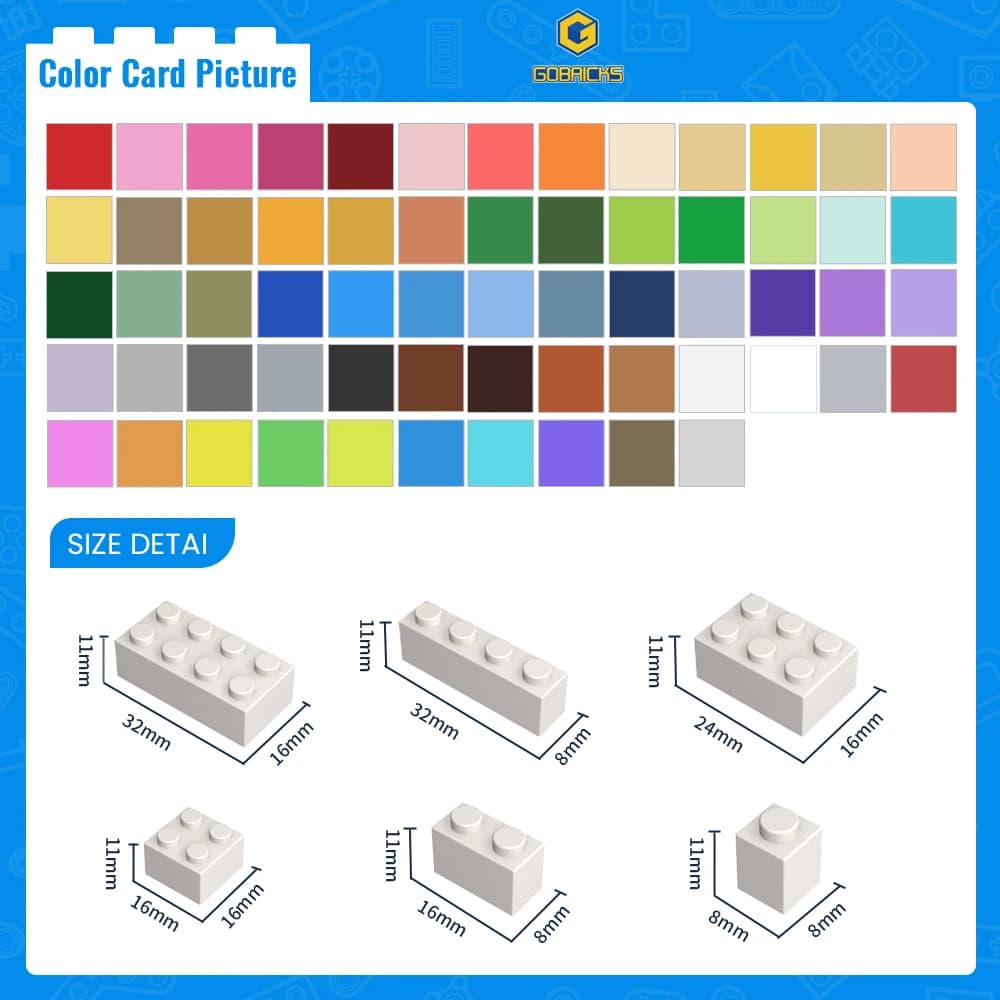 Gobricks 10PCS Bricks Assembles Particles  Flat Tiles 2x2  Compatible With 3068  Educational Construction Toys For Children - 3