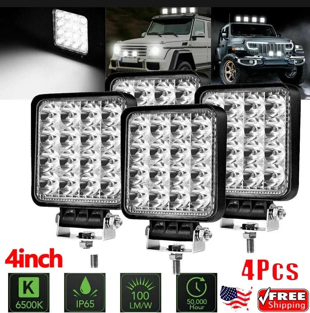 4PCS 4inch LED Work Light Pods Spot Off Road ATV Truck Reverse Fog Lights 6000k Spot Flood Combo Beam 12V 24V IP68
